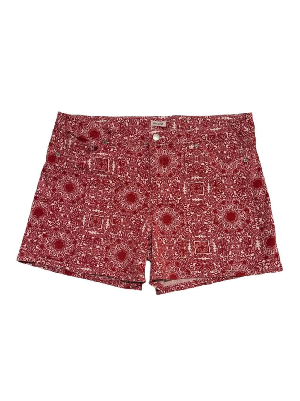 Westport Shorts Womens 14 Red & White Bandana Print Mid-Rise Summer Beach
